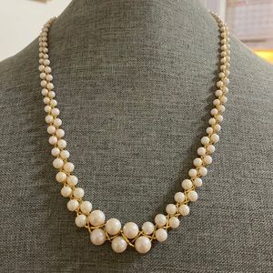 Faux pearl Gold Tone Chain Necklace